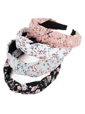 Womens Floral Knotted Headbands Wide Non Slip Hair Bands Accessories 4 Pack